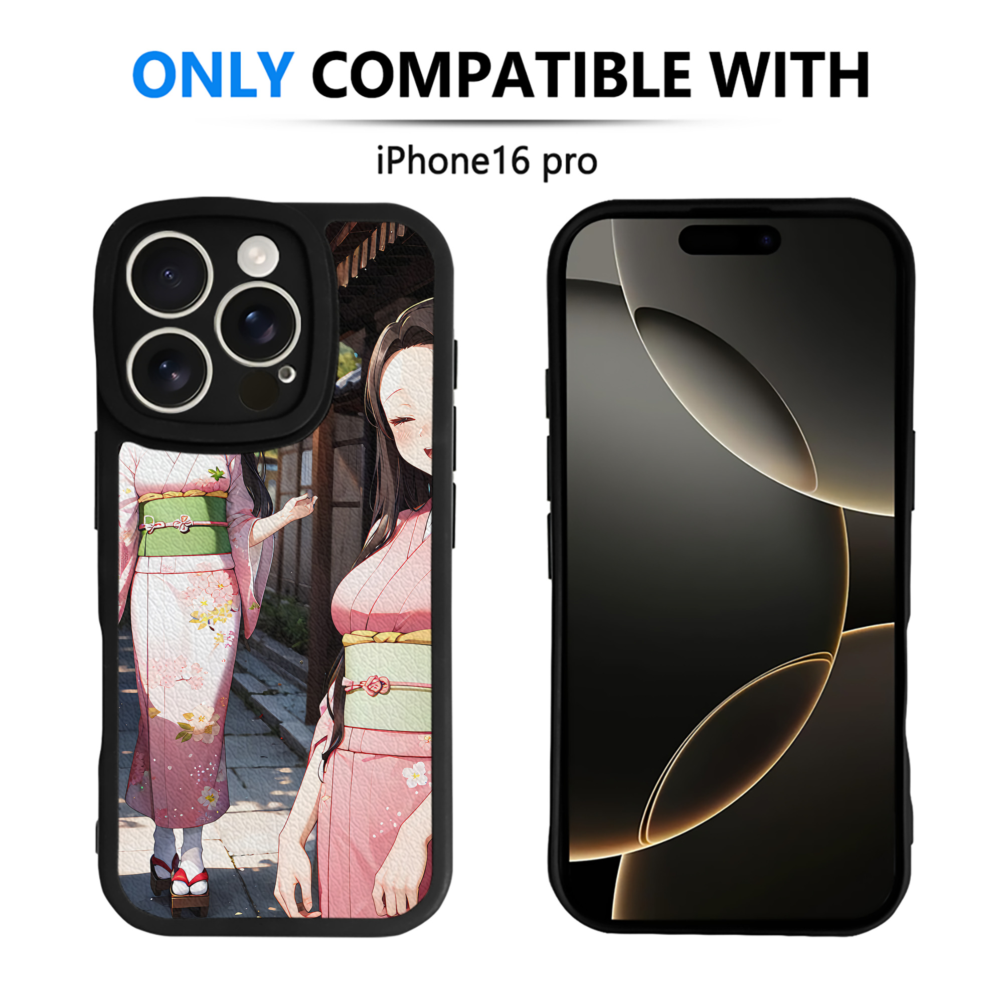 （画像用） 鬼滅の刃（きめつのやいば）竈門 禰󠄀豆子／かまど ねずこ Kamado Nezuko 【iPhone 16シリーズ対応】シリコンスマホケース（レザー調） 材質：シリコン